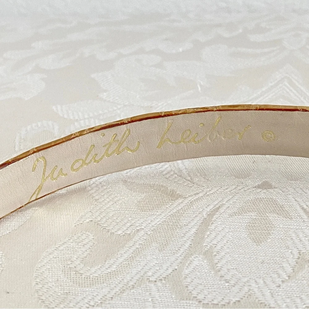 Judith leiber embellished gold buckle belt